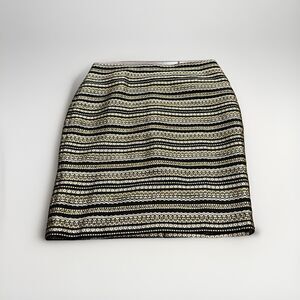 RSVP by Talbots Tweed Pencil Skirt Gold Black Striped Zip Back Size 12 NWT $129